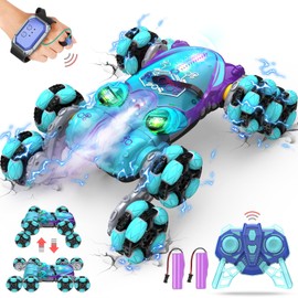 Paaxido Remote Control Car, 8WD Gesture Sensing RC Car, 2.4GHz RC Stunt Car Boys Toys with Spray & Light, Hand Controlled RC Car Toys Gift for Kids Boys Age 8 9 10 11 12 Year Old