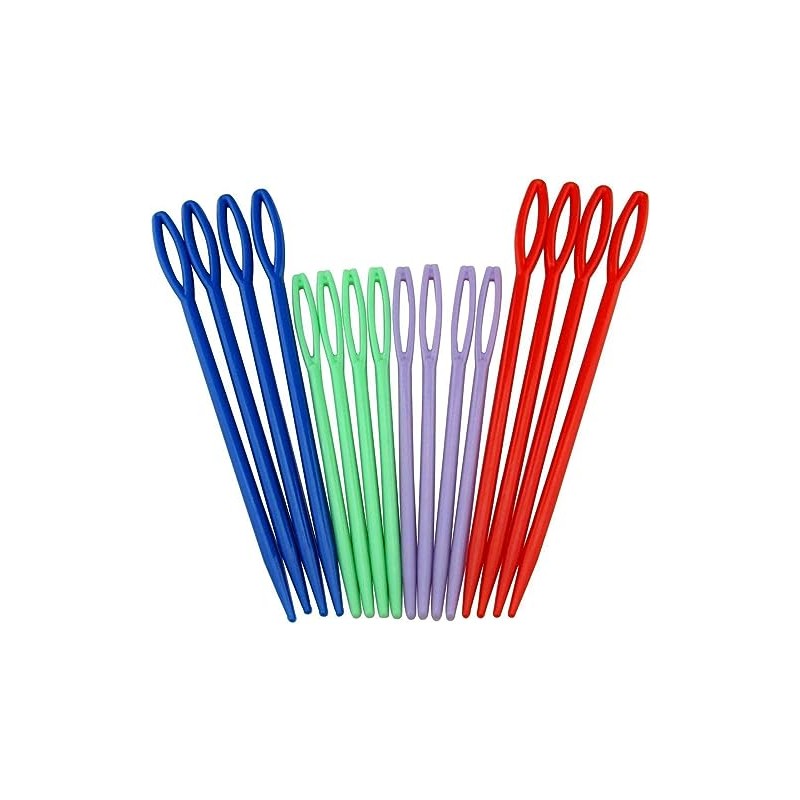 LORJE 16picks Colorful Plastic Sewing Needles,Large-eye Knitting Needles,DIY Sewing Handmade