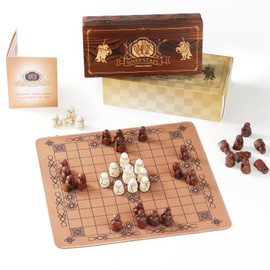 Hnefatafl Viking Chess Set Board Game Traditional Two-Player Strategy Board Game Intelligence Tabletop Tridimensional Chess Set Game Outdoor Adult/Child Travel Board Set (Hnefatafl Viking Chess)