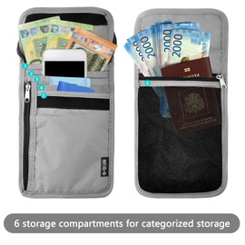TNSLAND Neck Pouch Unisex Travel Wallet with RFID Protection Waterproof Passport Bag Organiser for Men Women Children Boys Girls Maximum Security for Smartphone and Travel Documents, b, Minimalist