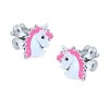 Unicorn Earrings with Sparkly Pink Glitter - 925 Sterling Silver