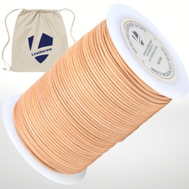 Leatherow Round Genuine Leather Cord Rope String for Jewelry Bracelet Necklace Jewelry Making (1.5 MM, Natural 100 Yards)