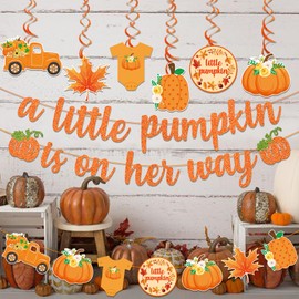 A little Pumpkin Is On Her Way Banner Little Pumpkin Baby Shower Decorations Little Pumpkin Banner Orange Pumpkin Girl Baby Shower Decorations Baby Shower Banner Pumpkin Decorations for Girl Fall Baby