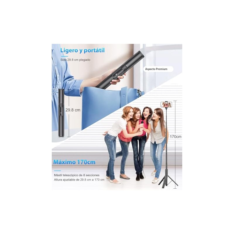 Gahenwo Tripie para Celular de 170 cm Selfie Stick Aluminio