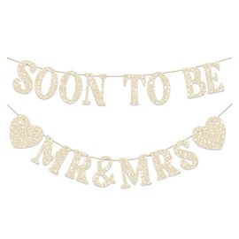 Daxilonyz Gold Glitter “Soon to Be Mr & Mrs” Banner, Pre-Strung Engagement & Bridal Shower Decoration for Wedding Parties, Bachelorette & Couples Celebrations