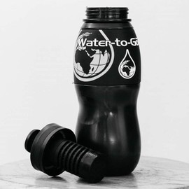 WATER TO GO Leakproof Filter Water Bottle with replaceable 3 Stage Filter removing 99.99% of Bacteria & Contaminents to Improve Taste - Hiking, Camping & Travelling - BPA free, 75cl (BLACK-MONO)