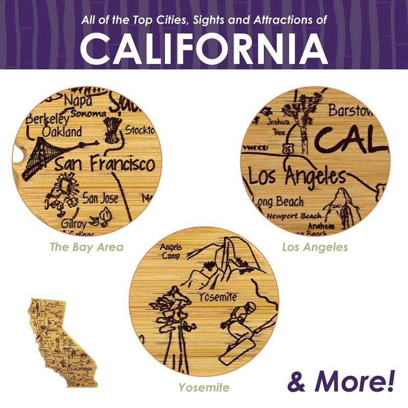Totally Bamboo California State Destination Bamboo Serving and Cutting Board