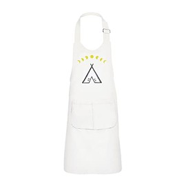 Fabulous Kinderschürze 2 Taschen Küche Weiß Tipi-Zeichnung Mondzyklus Indianisches Abenteuer - Top Qualität