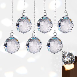 Shyllin Pack of 6 40 mm Suncatcher Crystal, Suncatcher Crystal for Hanging, Spiritual Decoration for Christmas, Mother's Day, Valentine's Day and Any Place
