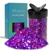 Matio Holographic Chunky Glitter,7.8oz/220g Deep Purple Craft Glitter for Resin