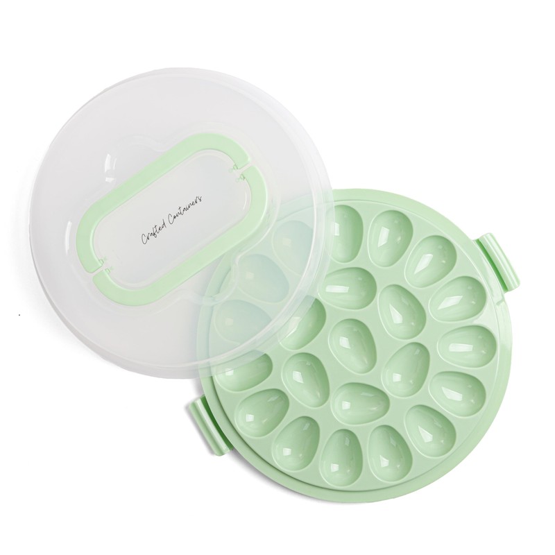 Crafted Containers Deviled Egg Carrier with Lid & Handles, 22-Count