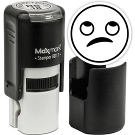 MaxMark Round Self Inking Emoji Stamp - Rolling Eyes - Black Ink