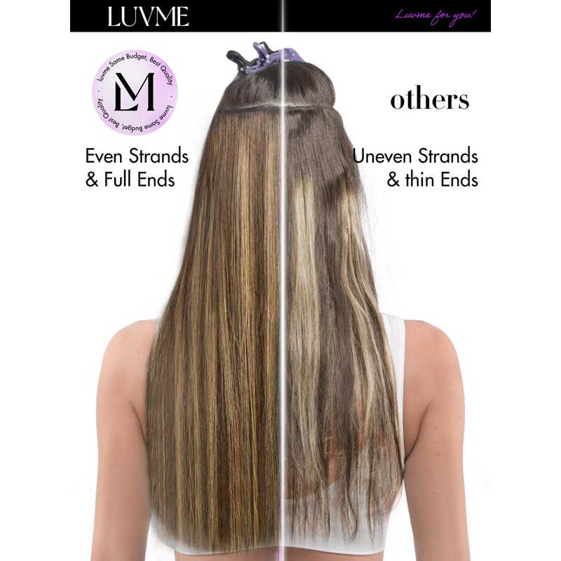 LUVME Straight Seamless 110g 7Pcs Clip in Hair Extensions Full