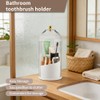 Rotating Toothbrush Holder with Sliding Dustproof Cover, 3-Slot Countertop Bathroom