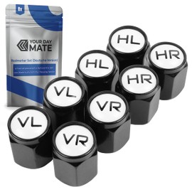 Ventilkappen aus Aluminium, 8 Stück, in Schwarz, mit Beschriftung für Deutschland, für Auto BZW. Schrader Ventile, Reifenmarkierer PKW, Radmerker Ventilkappen mit Dichtung, Reifenwechsel Valve Caps