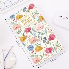 2025-2026 Pocket Calendar for Purse, 2 Year Monthly Pocket Planner, Pocket Planner Small Size (6.5” x 3.5”), Jan 2025 to Dec 2026 Pocket Calendar for Organizing & Planning (Colorfulflower)