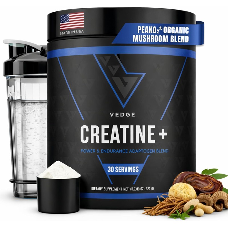 Vedge Nutrition Creatine Vegan Plant-Based Creatine Monohydrate Powder Energy, Performance