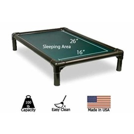 Kuranda Indoor Dog Crate Bed - Walnut Frame - Cordura Fabric - Hunter Green - Small 30"x20"