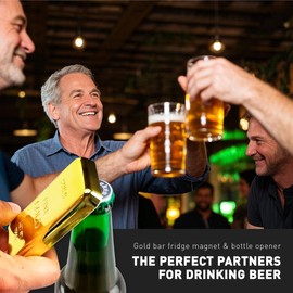 RADIXIUM Gold Bar Bottle Opener - Magnetic Fridge Opener with Luxurious Gold Brick Design, Durable Metal Tool for Home, Kitchen, or Bar Accessories 3Pack