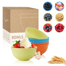 Perlapoc Small Bowls 10 OZ - 4.5 Inch Wheat Straw Bowl Unbreakable Bowl Set for Kids Dessert Bowl Yogurt Bowl Microwave Safe Bowls for Kitchen Appetizer Bowls Dishes Set of 6 - Sunshine Color