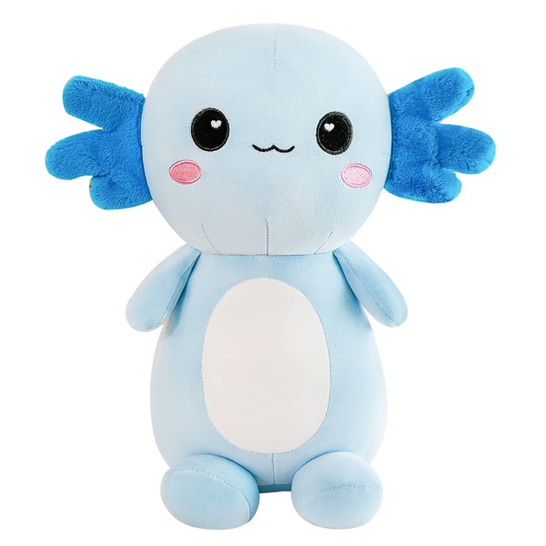 CNAANA Cute Axolotl Stuffed Animal Salamander Plush, Soft Axolotl Plush Toy for Boys Girls Gifts for Gifts (Blue, 13.8in/35cm)