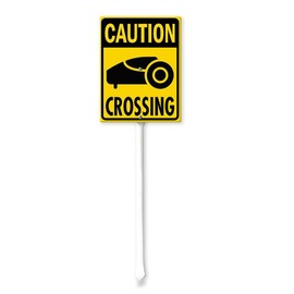 SRongmao Funny Yard Sign Robot Mower Crossing Sign with Stake 8x12inch Yard Decoration Rustproof Outdoor Aluminum Sign for Yard Garden Lawn Street Outdoor