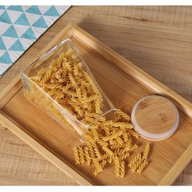 SayasNoy Glass Jars with Bamboo Lids, Candy Jar with Lid, Coffee jar for Counter, Cookie Jar with Airtight Lids, Clear Glass Jar for Candy, Tea, Coffee Bean, Sugar, Spices, Apothecary etc (19oz/550ml)