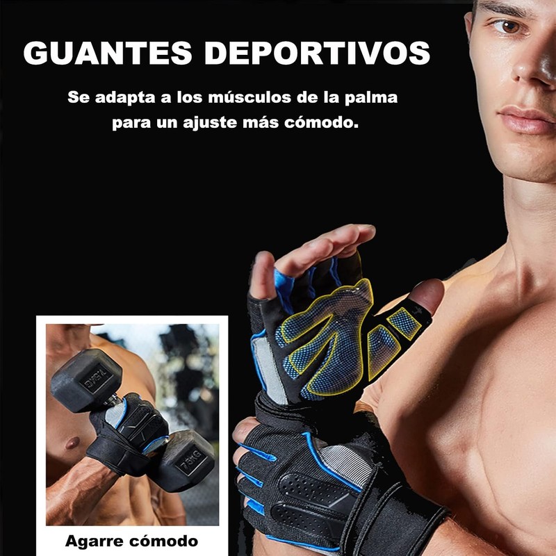 Guantes de Acondicionamiento Físico con Soporte Muñeca y Medio Dedo