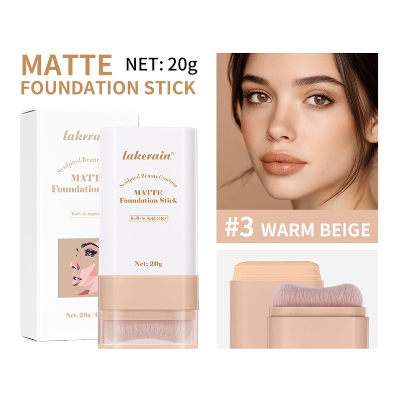 Matte Foundation Stick with Brush – Waterproof & Long-Lasting Cream
