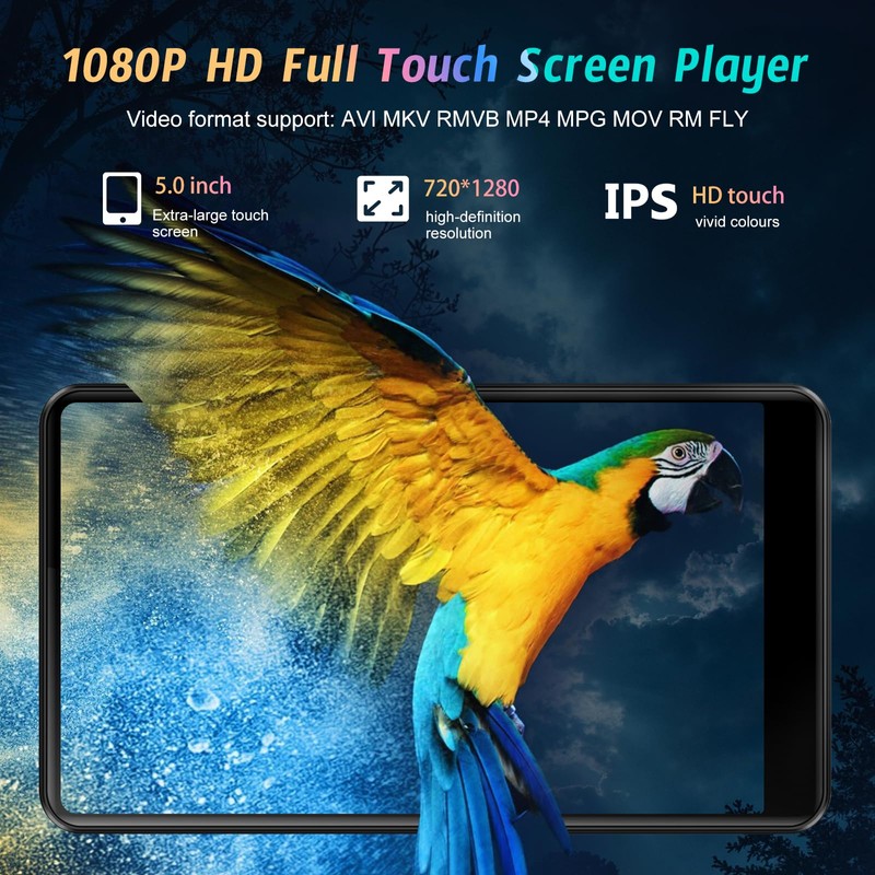5" MP3 Player with Android 13 OS, 96GB MP3 Player