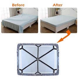 Bed Sheet Clips,3 Way 6 Sides Bed Sheet Fastener Straps Elastic Adjustable Sheet Corner Holder Grippers for All Round and Square Mattresses Black