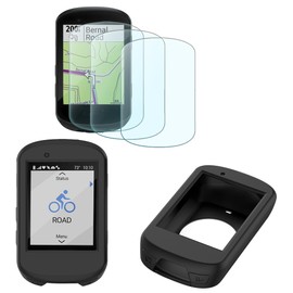 Screen Protector and Silicone Case Cover for Garmin Edge 530 Gps (3+1pack),Tempered Glass Film Anti-Scratch High Definition Transparent