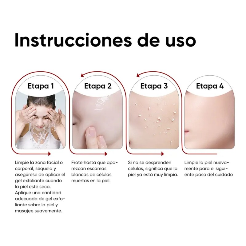 Pack de 4 Geles Faciales Exfoliantes con Niacinamida para Piel