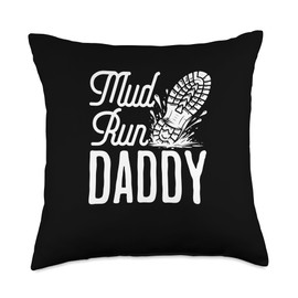 Mud Run Daddy Obstacle Course Racing Enthusiast Throw Pillow