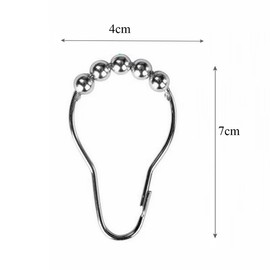 Shower Curtain Roller Rings for Bathroom Curtain Rods – 12-Piece Metal Hooks with 5 Rolling Balls and Secure Clasps