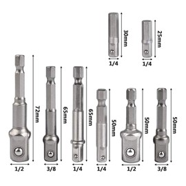 TA-VIGOR 8Pcs Impact Grade Driver Sockets Adapter Extension Set, 1/4 3/8 1/2 Inch Drill Bit for Nut Driver Socket Bit Set Adapters to Use with Drill Chucks or Screw Impact Drivers
