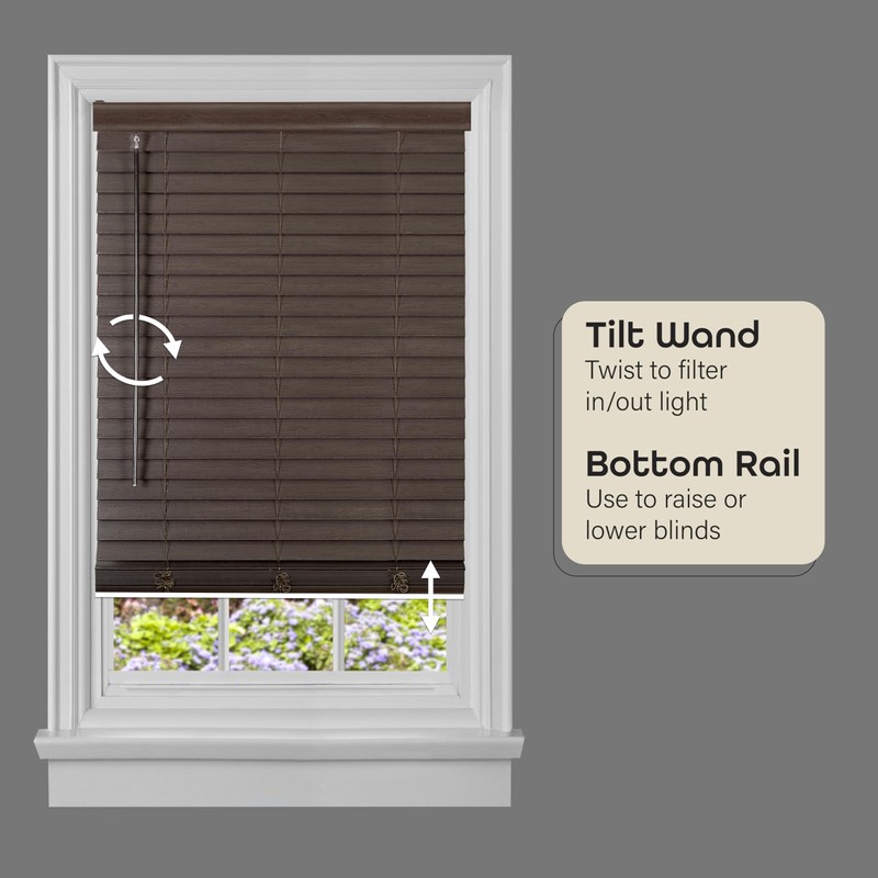 Cordless GII Madera Falsa 2-in Faux Wood Plantation Blind -