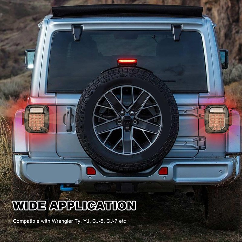 Wodvyss 38 LED Black Lens Tail Lights for Jeep Wrangler
