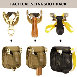 SunForMorning Tactical Slingshot Balls Pouch, MOLLE Attached Storage Waist Bag Military Utility Gadget Gear Pack for Outdoor Sport Traveling (Black Camo)