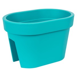 Hanging oval balcony box Lofly Railing turquoise colour