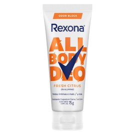 REXONA Desodorante en Crema Fresh Citrus, Protección contra el mal olor en todo el cuerpo, 72HR de protección 0 alcohol, 0 aluminio, 75 GR            