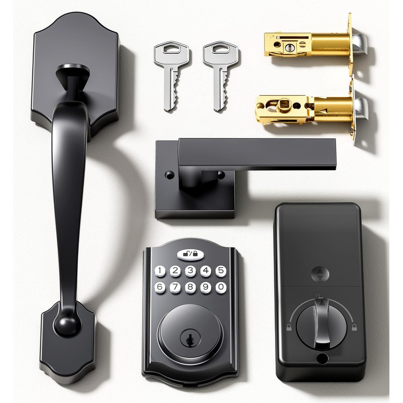 zafano Door Lock with 2 Lever Handles - Keyless Entry