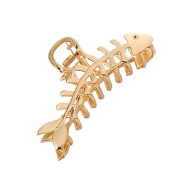 Metal Fishbone Claw Hair Clip (Gold Tone)