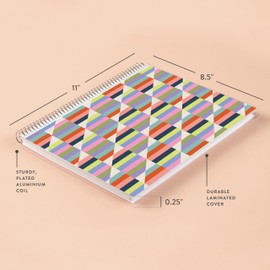 Erin Condren 8.5” x 11” Dot Grid Spiral Notebook, 5mm Dotted Layout with 80 Lb. Paper, Hypnotic Cover, 160 Dot Grid Notebook Pages, Platinum Coil, Stickers Included