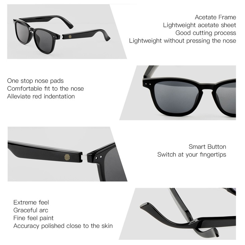 Smart Glasses Built in Mic Half Open Ear Wireless BT