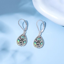 PELOVNY Butterfly Dangle Earrings for Women 925 Sterling Silver Filigree Abalone Shell Earrings Butterfly Jewelry Gifts for Mom Daughter