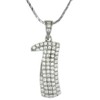 Sterling Silver Cubic Zirconia Number 1 Necklace Micro Pave 3/4