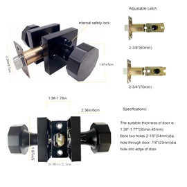 Round Privacy Black Door Knob with Lock – Keyless Entry Without Key for Bedroom, Bathroom & Closet, Childproof Safety Lock, Quick Install, Zinc Alloy Handle (Satin Nickel)