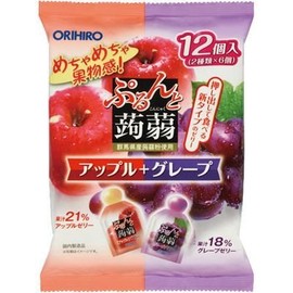 Orihiro Purunto Konnyaku Jelly Pouch, Apple + Grape, 0.7 oz (20 g) x 12 Packs