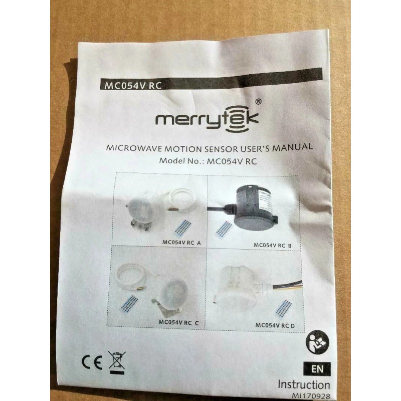 Merrytek MC054V RC B IP65 Rating Waterproof Motion Sensor With